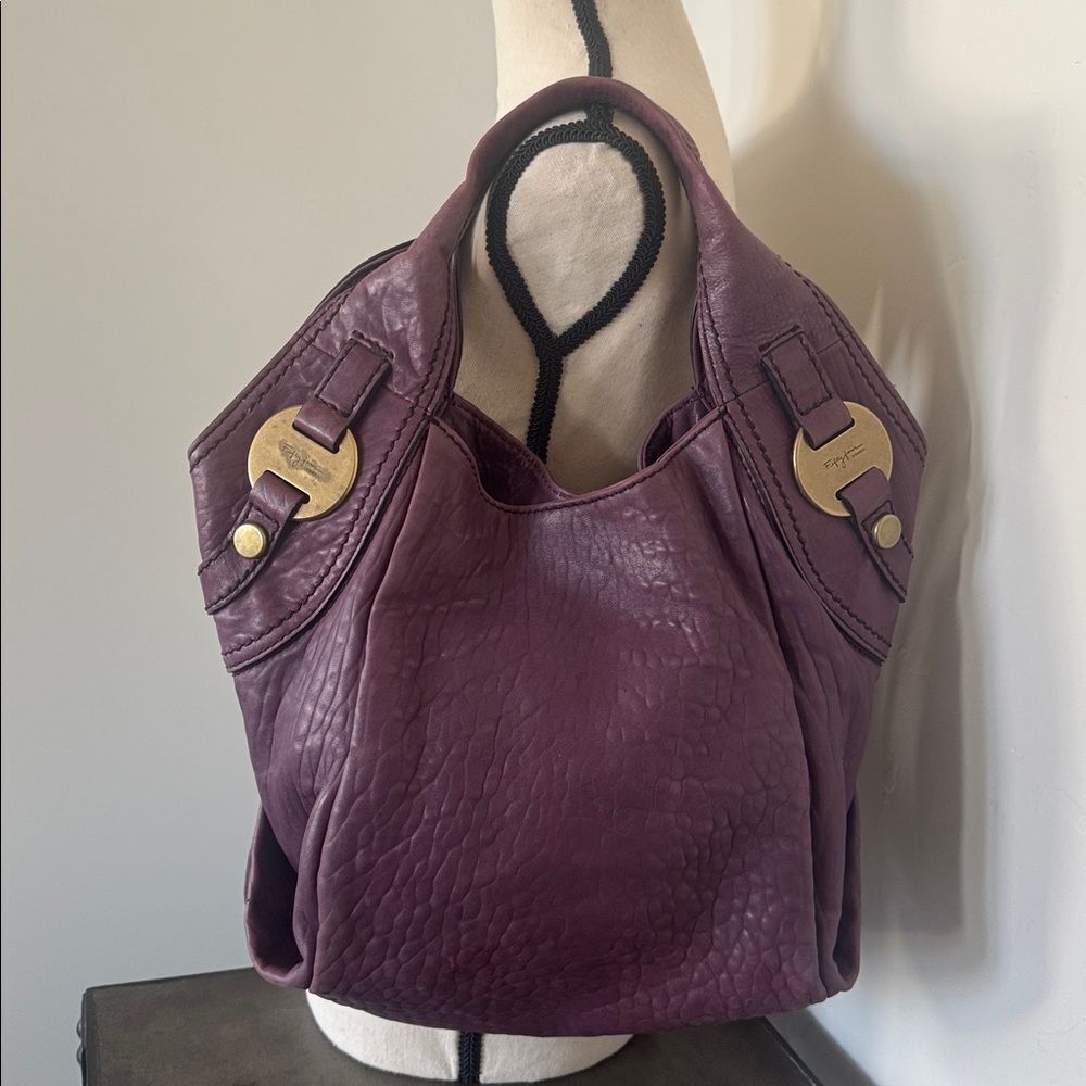 Fossil FIFTY FOUR VINTAGE Hobo Purple Plum Leather Handbag Shoulder Bag Slouchy - Picture 3 of 16